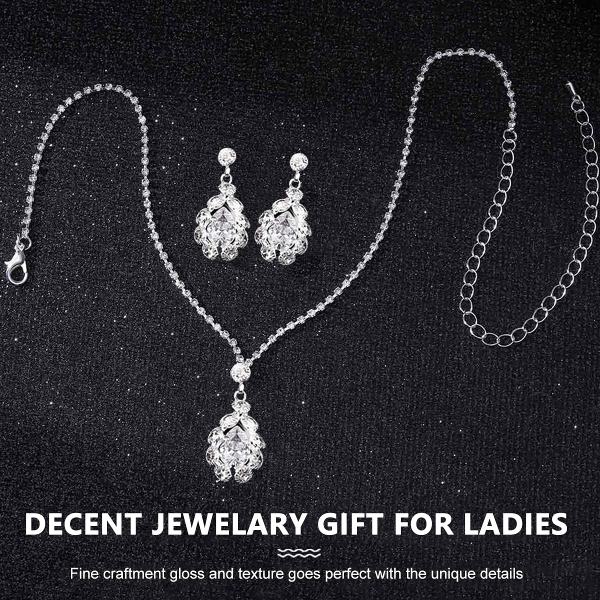 SANNIDHI Women Necklace Earrings Set Rhinestone Necklace Earstud Bridal Wedding Jewelry Sets Zircon Pendent Necklace Prom Gift Jewelry Set for Women and Girls SANNIDHI Women Necklace Earrings Set Rhinestone Necklace Earstud Bridal Wedding Jewelry Sets Zircon Pendent Necklace Prom Gift Jewelry Set for Women and Girls